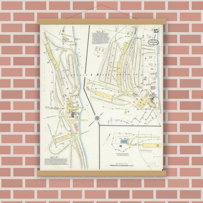 Old map wall art mockup — magnetic wood frame on brick wall — Sanborn Fire Insurance Map from Orange, Orange County, Texas (1914), Sheet #0015