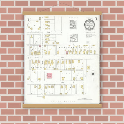 Old map wall art mockup — magnetic wood frame on brick wall — Sanborn Fire Insurance Map from Cridersville, Auglaize County, Ohio (1923) - Complete Map Set