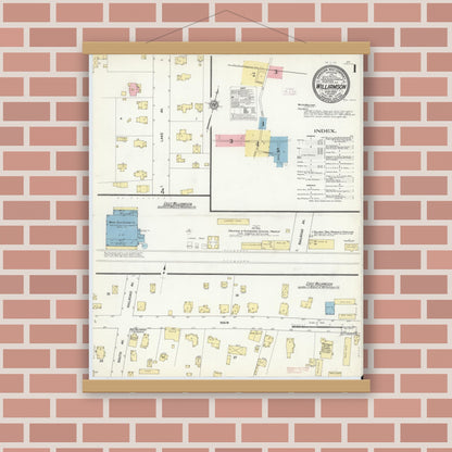 Old map wall art mockup — magnetic wood frame on brick wall — Sanborn Fire Insurance Map from Williamson, Wayne County, New York (1911) - Complete Map Set