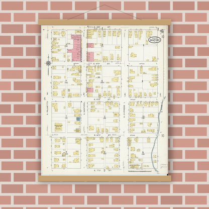 Old map wall art mockup — magnetic wood frame on brick wall — Sanborn Fire Insurance Map from Sanford, Seminole County, Florida (1917), Sheet #0006