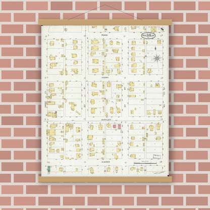 Old map wall art mockup — magnetic wood frame on brick wall — Sanborn Fire Insurance Map from Poplar Bluff, Butler County, Missouri (1901), Sheet #0008