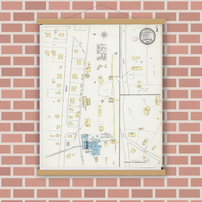 Old map wall art mockup — magnetic wood frame on brick wall — Sanborn Fire Insurance Map from Champion, Marquette County, Michigan (1892) - Complete Map Set