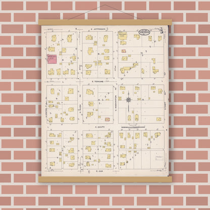 Old map wall art mockup — magnetic wood frame on brick wall — Sanborn Fire Insurance Map from Viroqua, Vernon County, Wisconsin (1922), Sheet #0005
