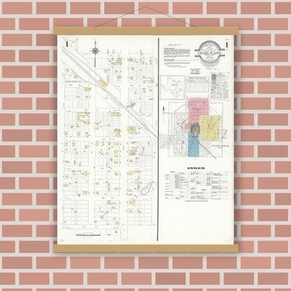Old map wall art mockup — magnetic wood frame on brick wall — Sanborn Fire Insurance Map from Cross Plains, Callahan County, Texas (1939) - Complete Map Set