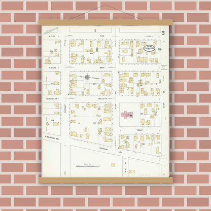 Old map wall art mockup — magnetic wood frame on brick wall — Sanborn Fire Insurance Map from Dunkirk, Chautauqua County, New York (1910) - Complete Map Set