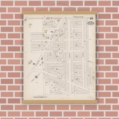 Old map wall art mockup — magnetic wood frame on brick wall — Sanborn Fire Insurance Map from Hatboro, Montgomery County, Pennsylvania (1922), Sheet #0010