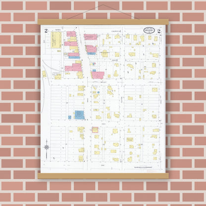 Old map wall art mockup — magnetic wood frame on brick wall — Sanborn Fire Insurance Map from Granby, Newton County, Missouri (1930), Sheet #0002