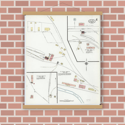 Old map wall art mockup — magnetic wood frame on brick wall — Sanborn Fire Insurance Map from Caspian, Iron County, Michigan (1922), Sheet #0004