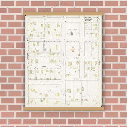 Old map wall art mockup — magnetic wood frame on brick wall — Sanborn Fire Insurance Map from Jackson, Jackson County, Minnesota (1913), Sheet #0005