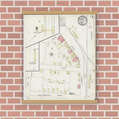 Old map wall art mockup — magnetic wood frame on brick wall — Sanborn Fire Insurance Map from Odin, Marion County, Illinois (1893) - Complete Map Set