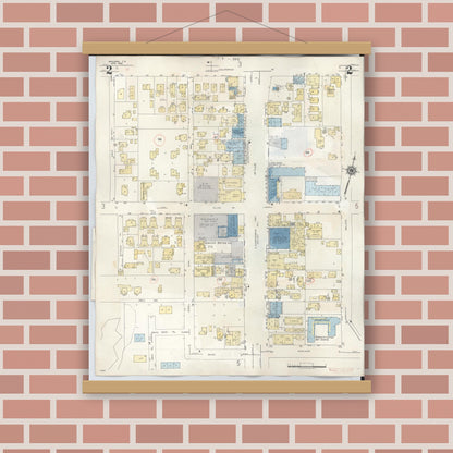 Old map wall art mockup — magnetic wood frame on brick wall — Sanborn Fire Insurance Map from Wahiawa, Honolulu County, Hawaii (1957), Sheet #0002