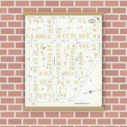 Old map wall art mockup — magnetic wood frame on brick wall — Sanborn Fire Insurance Map from Ilion, Herkimer County, New York (1912), Sheet #0007