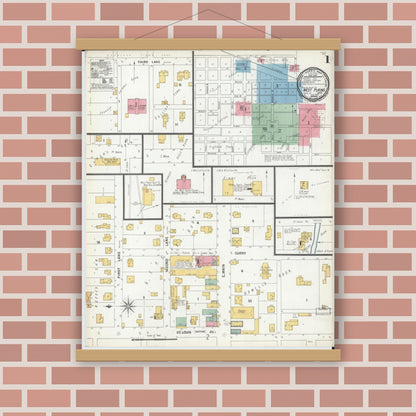 Old map wall art mockup — magnetic wood frame on brick wall — Sanborn Fire Insurance Map from West Plains, Howell County, Missouri (1900) - Complete Map Set