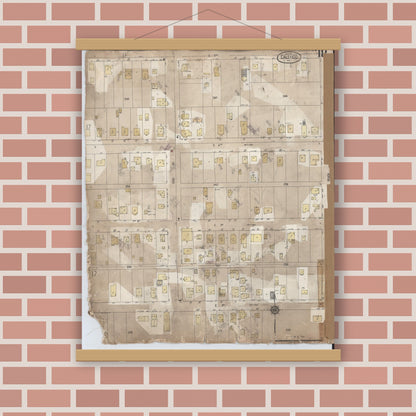 Old map wall art mockup — magnetic wood frame on brick wall — Sanborn Fire Insurance Map from Calexico, Imperial County, California (1956), Sheet #0018