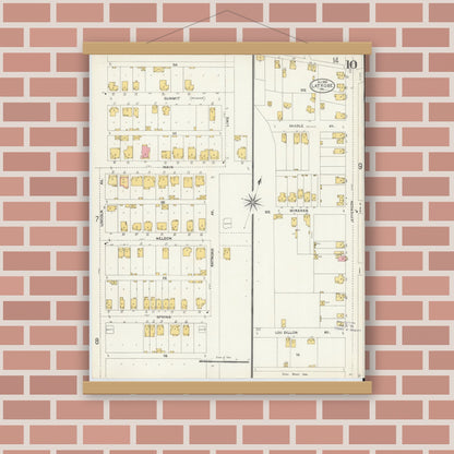 Old map wall art mockup — magnetic wood frame on brick wall — Sanborn Fire Insurance Map from Latrobe, Westmoreland County, Pennsylvania (1903), Sheet #0010