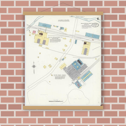Old map wall art mockup — magnetic wood frame on brick wall — Sanborn Fire Insurance Map from Egypt, Lehigh County, Pennsylvania (1911), Sheet #0006