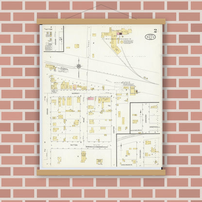 Old map wall art mockup — magnetic wood frame on brick wall — Sanborn Fire Insurance Map from Boyd, Chippewa County, Wisconsin (1912), Sheet #0002