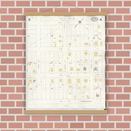 Old map wall art mockup — magnetic wood frame on brick wall — Sanborn Fire Insurance Map from Del Rio, Val Verde County, Texas (1948), Sheet #0006
