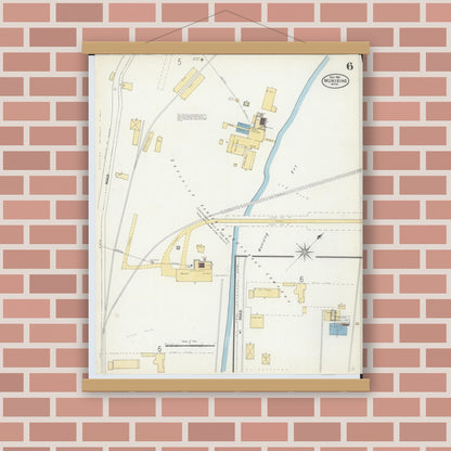 Old map wall art mockup — magnetic wood frame on brick wall — Sanborn Fire Insurance Map from Munising, Alger County, Michigan (1906), Sheet #0006