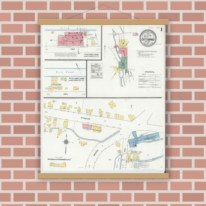 Old map wall art mockup — magnetic wood frame on brick wall — Sanborn Fire Insurance Map from Chittenango, Madison County, New York (1911) - Complete Map Set