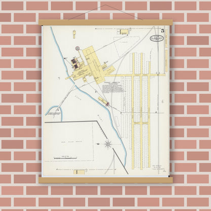 Old map wall art mockup — magnetic wood frame on brick wall — Sanborn Fire Insurance Map from Cloquet, Carlton County, Minnesota (1892), Sheet #0005