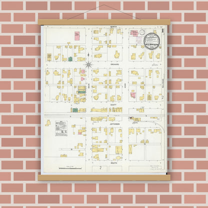 Old map wall art mockup — magnetic wood frame on brick wall — Sanborn Fire Insurance Map from West Manchester, Preble County, Ohio (1901) - Complete Map Set