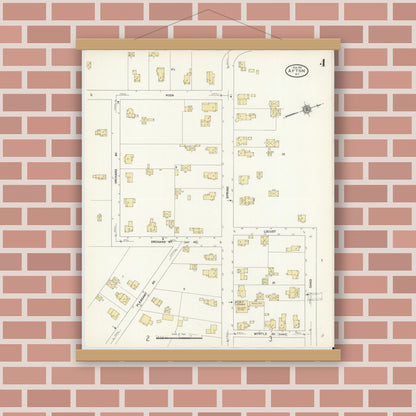 Old map wall art mockup — magnetic wood frame on brick wall — Sanborn Fire Insurance Map from Afton, Chenango County, New York (1912), Sheet #0004