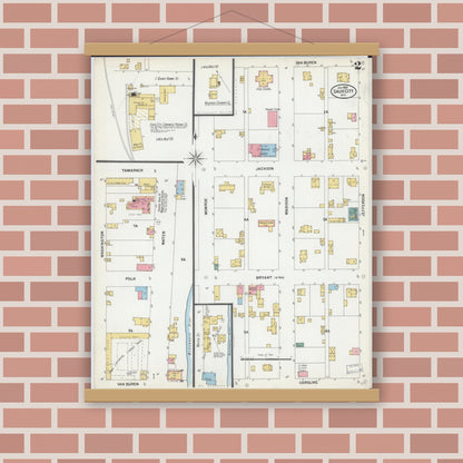 Old map wall art mockup — magnetic wood frame on brick wall — Sanborn Fire Insurance Map from Sauk City, Sauk County, Wisconsin (1900), Sheet #0002