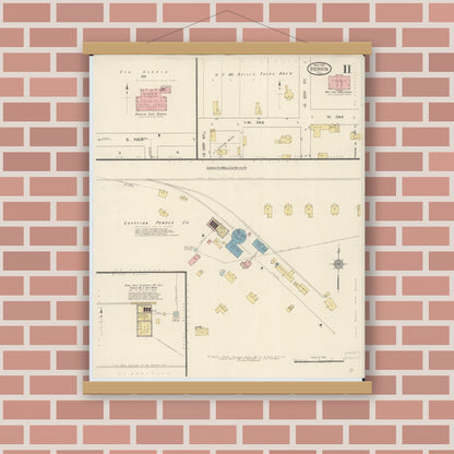 Old map wall art mockup — magnetic wood frame on brick wall — Sanborn Fire Insurance Map from Herrin, Williamson County, Illinois (1913), Sheet #0011