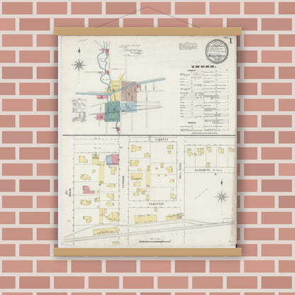 Old map wall art mockup — magnetic wood frame on brick wall — Sanborn Fire Insurance Map from Middleport, Niagara County, New York (1894) - Complete Map Set
