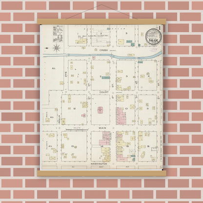 Old map wall art mockup — magnetic wood frame on brick wall — Sanborn Fire Insurance Map from Salem, Dent County, Missouri (1886) - Complete Map Set