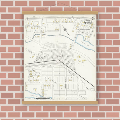 Old map wall art mockup — magnetic wood frame on brick wall — Sanborn Fire Insurance Map from Westmont, Camden County, New Jersey (1925), Sheet #0007