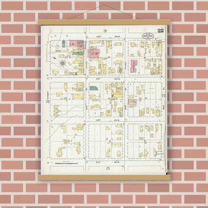 Old map wall art mockup — magnetic wood frame on brick wall — Sanborn Fire Insurance Map from Ashland, Ashland County, Wisconsin (1901), Sheet #0022