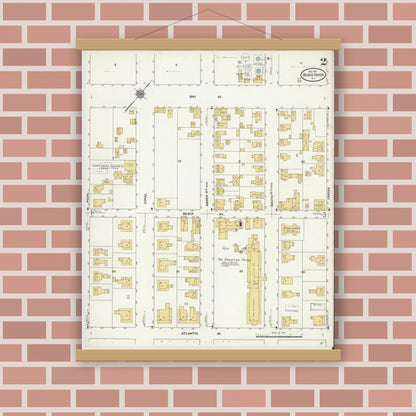 Old map wall art mockup — magnetic wood frame on brick wall — Sanborn Fire Insurance Map from Beach Haven, Ocean County, New Jersey (1911), Sheet #0002