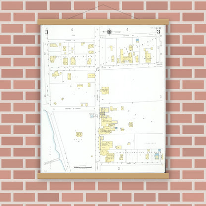 Old map wall art mockup — magnetic wood frame on brick wall — Sanborn Fire Insurance Map from Put-in-bay, Ottawa County, Ohio (1950), Sheet #0003
