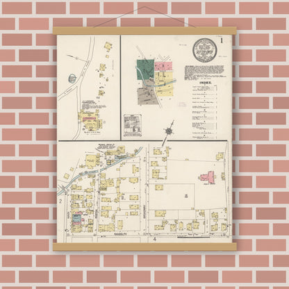 Old map wall art mockup — magnetic wood frame on brick wall — Sanborn Fire Insurance Map from Sutter Creek, Amador County, California (1912) - Complete Map Set
