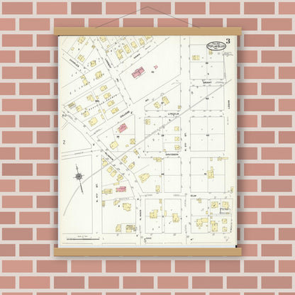 Old map wall art mockup — magnetic wood frame on brick wall — Sanborn Fire Insurance Map from Poplar Bluff, Butler County, Missouri (1910), Sheet #0003
