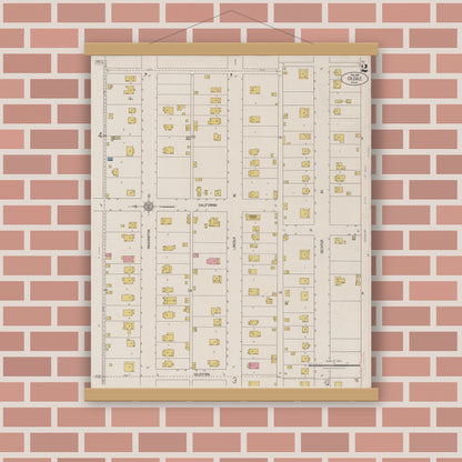 Old map wall art mockup — magnetic wood frame on brick wall — Sanborn Fire Insurance Map from Oildale, Kern County, California (1922) - Complete Map Set