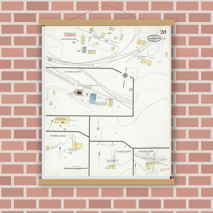 Old map wall art mockup — magnetic wood frame on brick wall — Sanborn Fire Insurance Map from Ishpeming, Marquette County, Michigan (1917), Sheet #0020