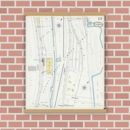 Old map wall art mockup — magnetic wood frame on brick wall — Sanborn Fire Insurance Map from Stillwater, Washington County, Minnesota (1891), Sheet #0011
