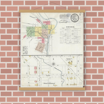 Old map wall art mockup — magnetic wood frame on brick wall — Sanborn Fire Insurance Map from Patton, Cambria County, Pennsylvania (1898) - Complete Map Set