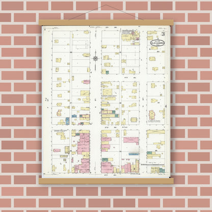 Old map wall art mockup — magnetic wood frame on brick wall — Sanborn Fire Insurance Map from Alexandria, Douglas County, Minnesota (1909), Sheet #0003