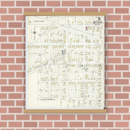 Old map wall art mockup — magnetic wood frame on brick wall — Sanborn Fire Insurance Map from Port Clinton, Ottawa County, Ohio (1916), Sheet #0011