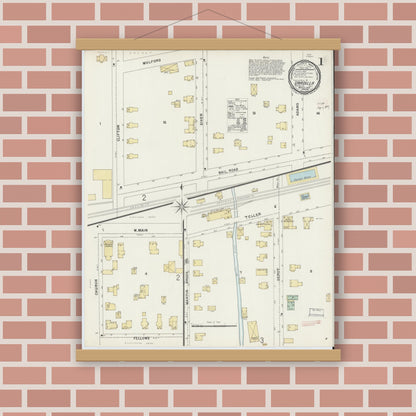 Old map wall art mockup — magnetic wood frame on brick wall — Sanborn Fire Insurance Map from Unadilla, Otsego County, New York (1897) - Complete Map Set