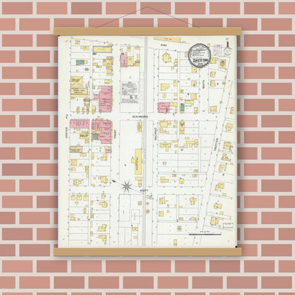 Old map wall art mockup — magnetic wood frame on brick wall — Sanborn Fire Insurance Map from Sikeston, Scott County, Missouri (1901) - Complete Map Set