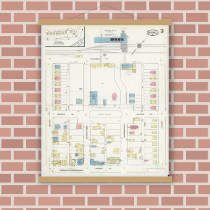 Old map wall art mockup — magnetic wood frame on brick wall — Sanborn Fire Insurance Map from Boswell, Somerset County, Pennsylvania (1916), Sheet #0003