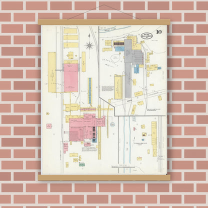 Old map wall art mockup — magnetic wood frame on brick wall — Sanborn Fire Insurance Map from Alliance, Northampton County, Pennsylvania (1904), Sheet #0010