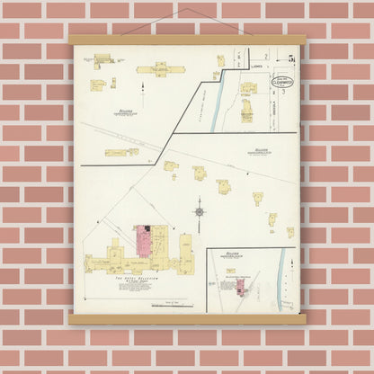 Old map wall art mockup — magnetic wood frame on brick wall — Sanborn Fire Insurance Map from Clearwater, Pinellas County, Florida (1913), Sheet #0005