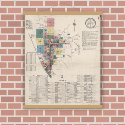 Old map wall art mockup — magnetic wood frame on brick wall — Sanborn Fire Insurance Map from Glendale, Los Angeles County, California (1919) - Complete Map Set