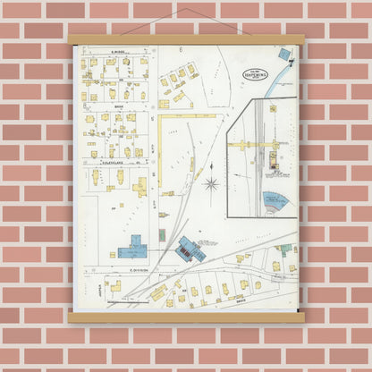 Old map wall art mockup — magnetic wood frame on brick wall — Sanborn Fire Insurance Map from Ishpeming, Marquette County, Michigan (1904), Sheet #0007